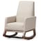 Baxton Studio Yashiya Mid-century Light Beige Upholstered Rocking Chair 123-6818 - alternate 2